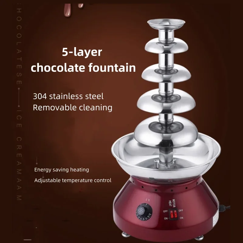 220V 5-Layer Chocolate Fountain, Fully Automatic Commercial and Household Party Chocolate Waterfall Machine, Great for Banquets