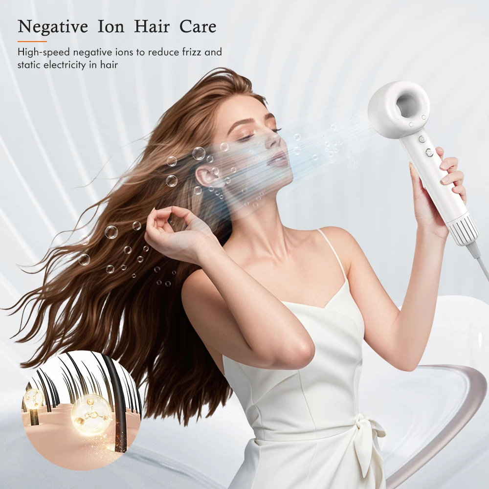 Professinal Leafless Hair Dryer, 110,000 RPM High-Speed Motor, Low Noise, Negative Lon Hair Care Quick Dry for Home Travel 4