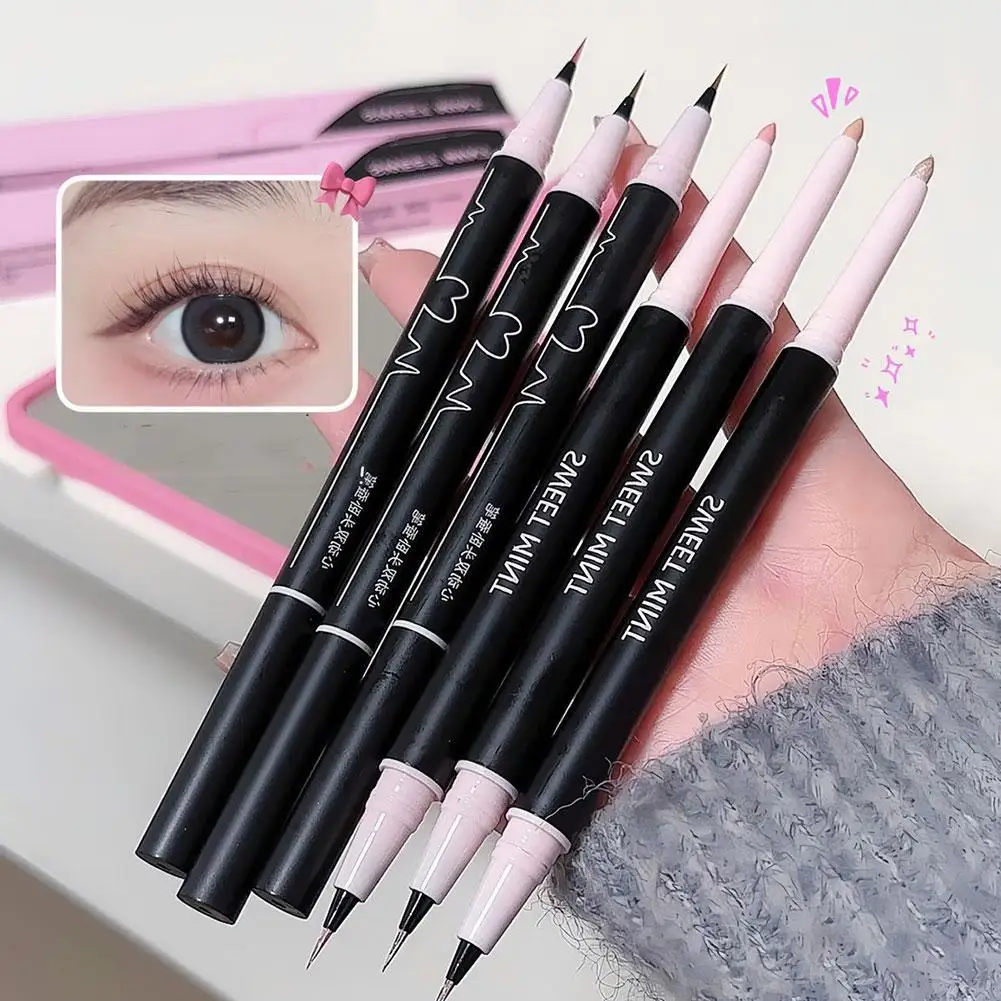 Double-Headed Silkworm Eyeliner Pencil Shadow + Highlight 2in1 Ultra-fine Pen Tip For Beginners Affordable Easy T I8A2 eyeshadow pencil,eyeliner pencil,eyeshadow eyeliner