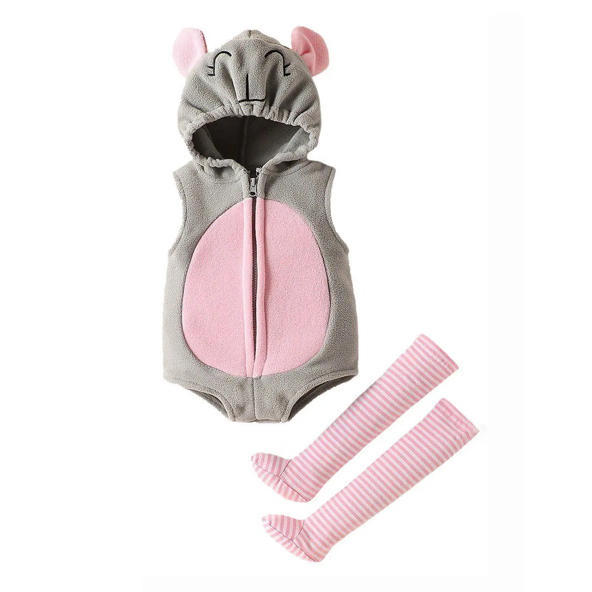 Umorden 2pcs/set Little Mouse Costume for Baby Infant Girls Halloween Costumes Cosplay 0-6M 6-9M 9-12M 12-18M Romper + Stockings cosplay costume halloween dress outfit