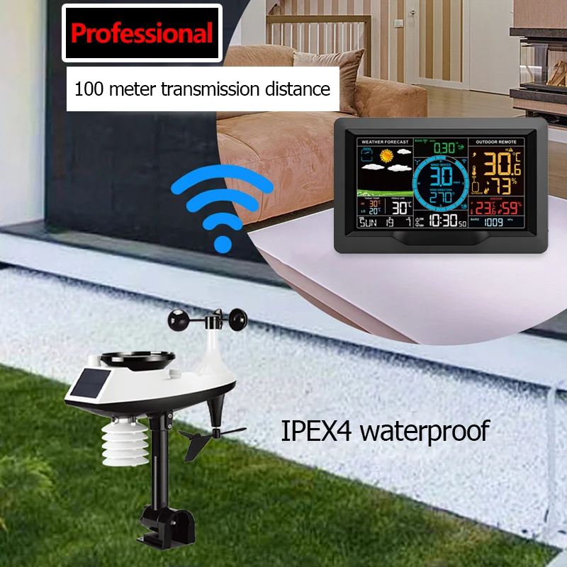 Professional Wireless Weather Station Weather Forecast Wind Speed Barometric Station Clock Rain Gauge Outdoor Sensor