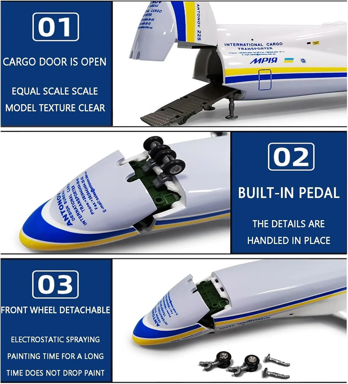 1:200 Scale AN225 Model Airplane Openable Cabin 17-inch Length