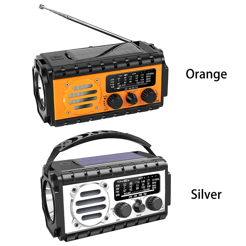 20000mAh 다기능 비상용 태양열 크랭크 라디오 야외 AM/FM/SW/NOAA 기상 라디오 손전등 SOS 알람 모바일 보조 배터리