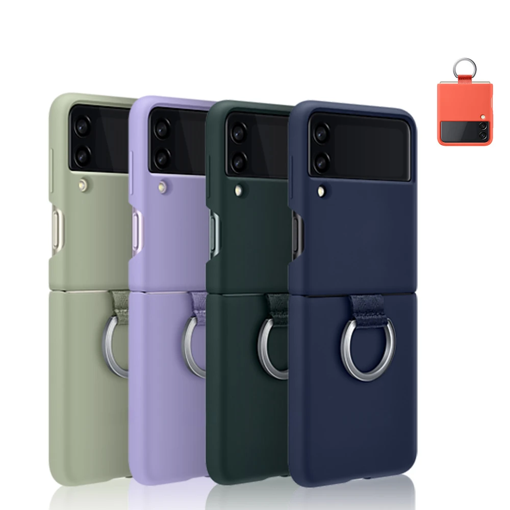 Silicone Cover Protective Case For Samsung Galaxy Z Flip 3 Flip3 5G with Ring Mobile Phone Cases Silica Case