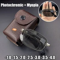 New Foldable Photochromic Myopia Glasses for Business Men Unisex Portable Color Changing Finished Near Sight Sun Glasses To -4.0 1