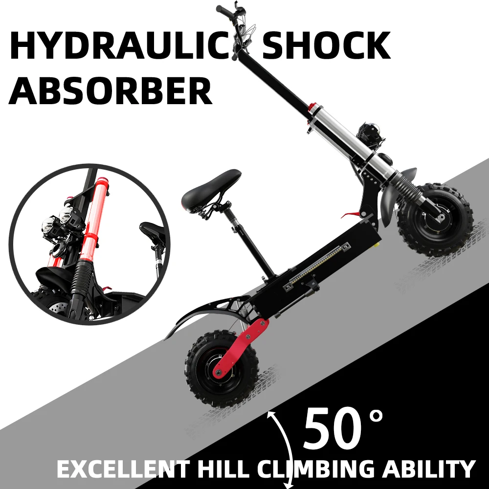 EU USA Stock 85 KM/H 72V 6000W Electric Scooter with 11 inch Off Road Tire Jueshuai X60 Powerful e scooter for Adult Dual Motor