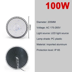 High Bay LED Light for Warehouses and Industrial Spaces, Adjustable Wattage (100W)