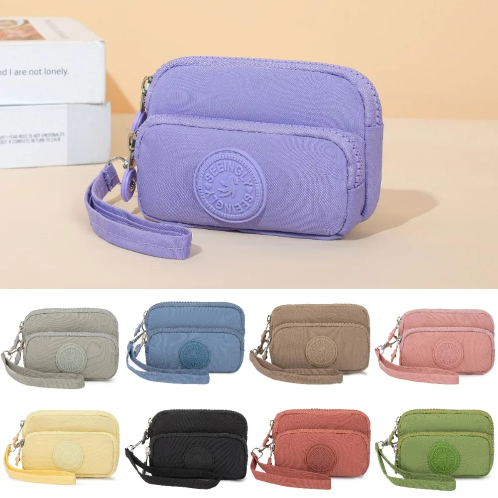 New Waterproof Coin Purse with Key Ring Solid Color Card Holder Coin Bags Large Capacity Wear-resistant Money Bag
