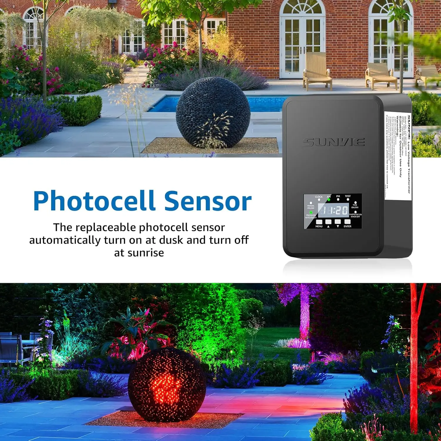 12 Pack RGBW Color Changing Landscape Lights with 300W Low Voltage Landscape Transformer 12-24V LED Landscape Lighting Kit