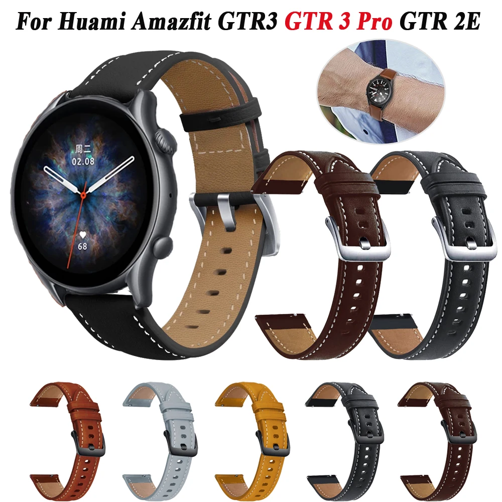 

Ремешок кожаный для Huami Amazfit GTR 3 Pro GTR3, сменный Браслет для наручных часов, 22 мм браслет для часов Amazfit GTR 4 2 2E 47 мм