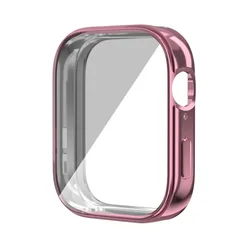 Premium Tempered Glass All-Around Screen Protector Hard PC Bumper Case (Pink tpu)