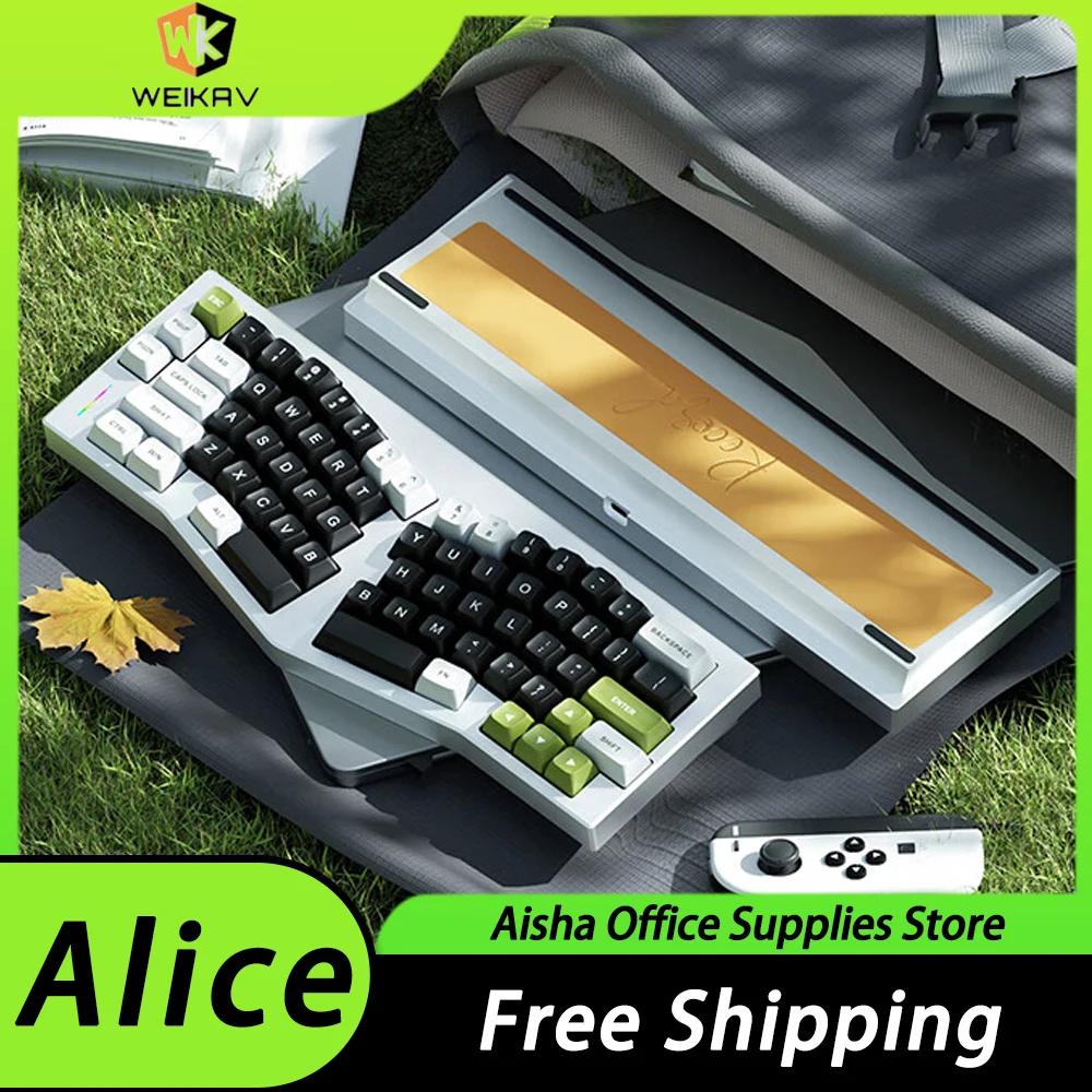 

Weikav Record Alice Mechanical Keyboard Kit Tri Mode Aluminium Alloy RGB Customized Gaming Keyboard PC Gamer Accessories Office