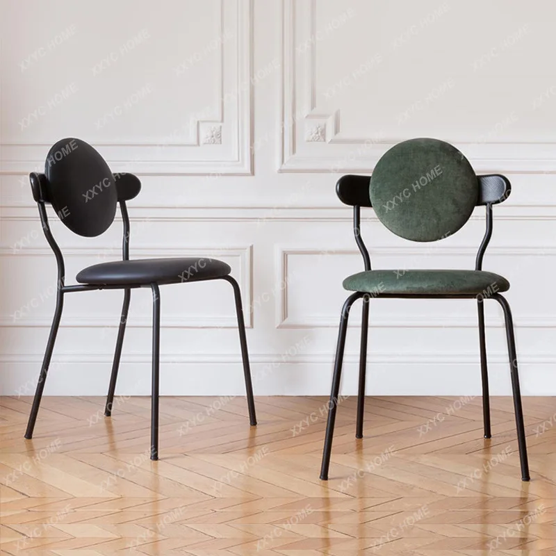 

Faux Leather Modern Minimalist Living Room Home Leather Dining Chair Affordable Luxury Style Chair Hotel Carbon Steel Dining