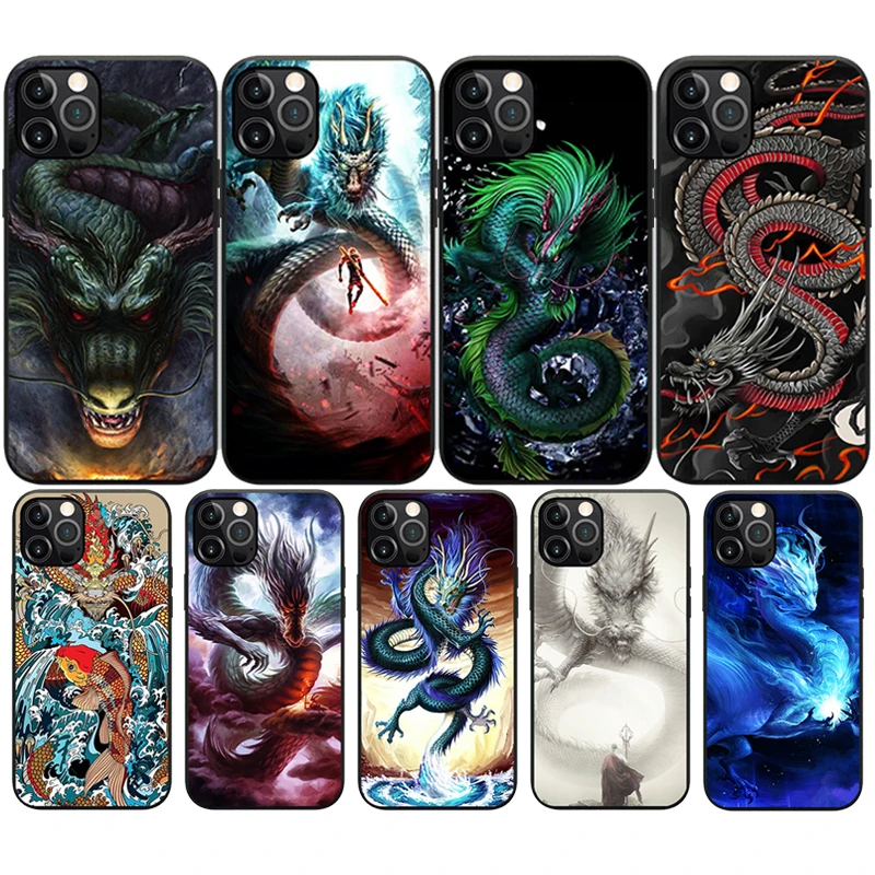 LUCKY Chinese Style Dragon Phone Case for Huawei Mate 40 30 20 10 9 8 Pro Plus X 5G P50 Straight Soft Silicone LensProtect Cover |