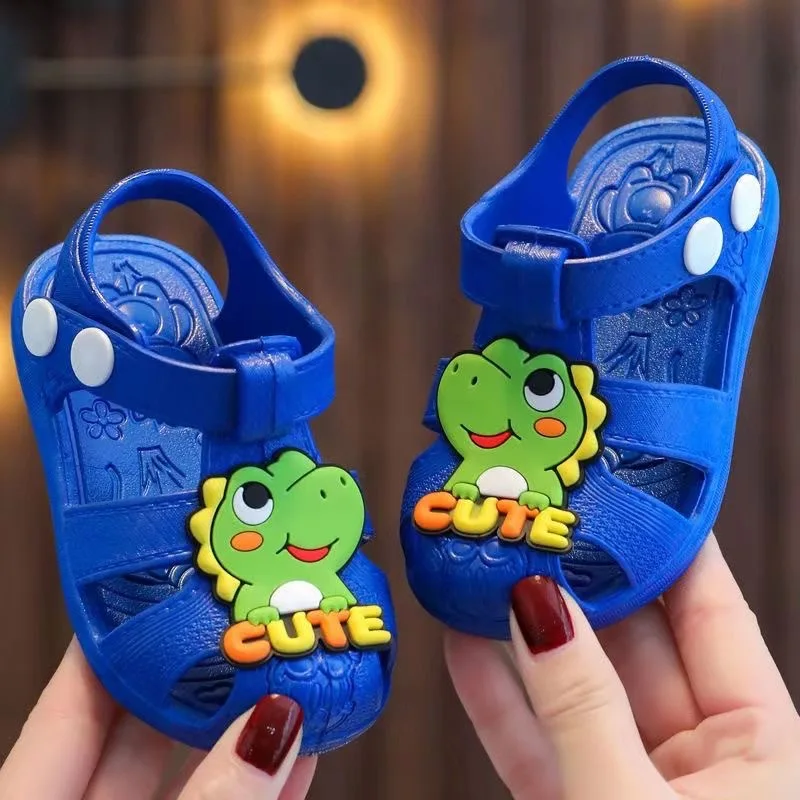 Baby Sandals Summer Closed Toe Kids Beach Shoes PVC Cartoon Soft Sole Toddler Shoes Infant Boys Girls Non-slip Garden Sandals
