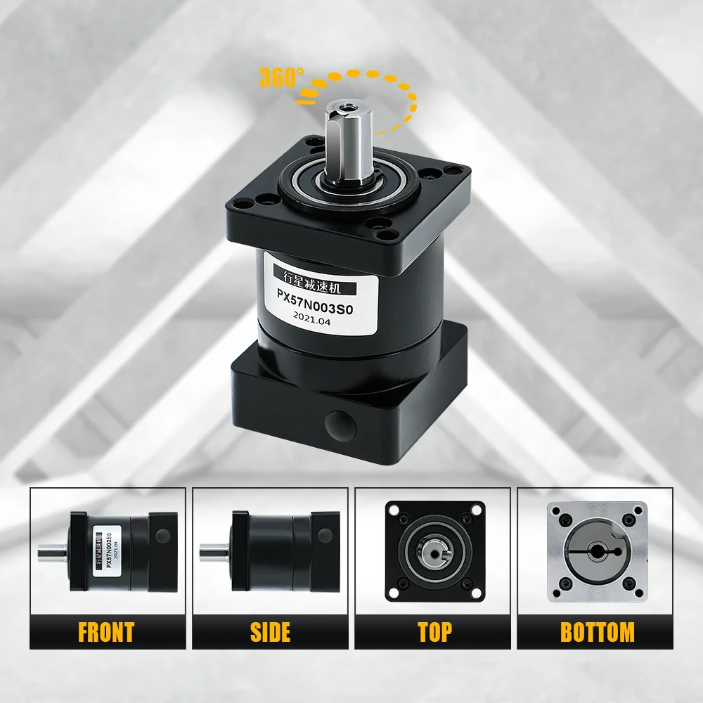 Planetary Reducer PX57 Ratio 4/ 6/ 10/ 16/ 24/ 36/ 64/ 96/ 100/ 216 Max 40N.m Nema23 57 Stepper Motor