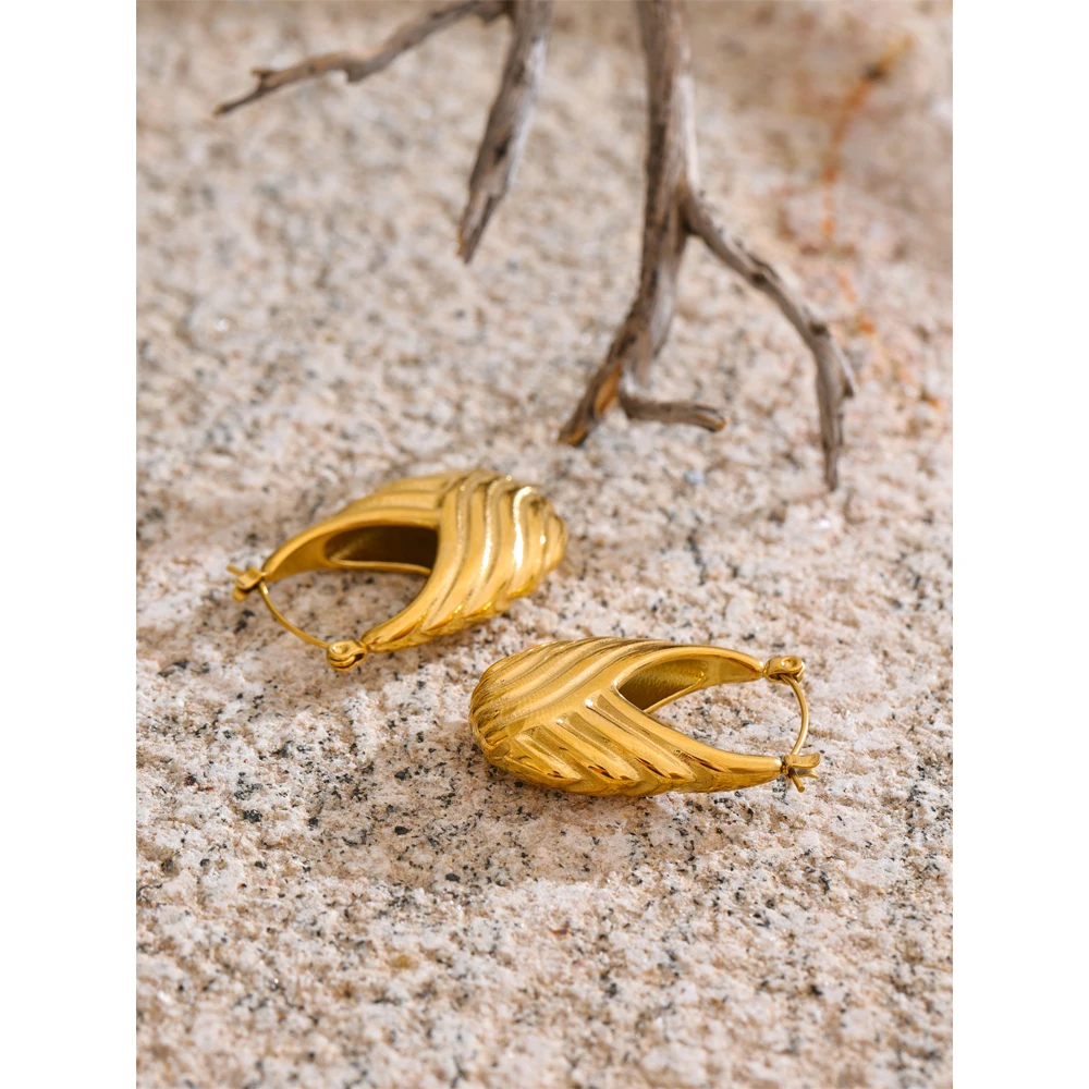Yhpup Earrings Stainless Steel 18K Golden Plated