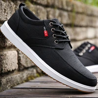 Men's Canvas Shoes Korean Style Breathable Round Head Lace Up Sneakers Casual Work Comfortable Trainers Zapatillas De Deporte 1