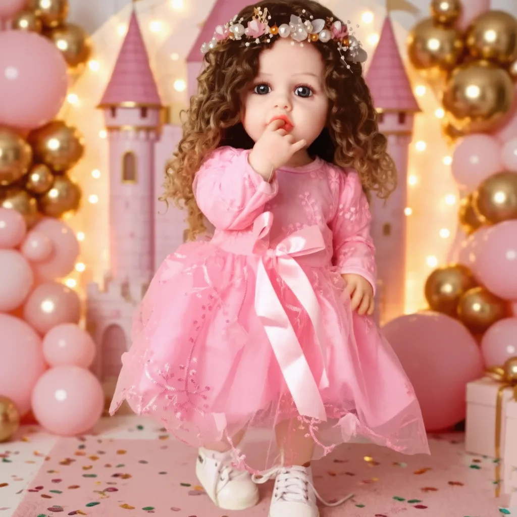 Vinyl Doll in Pink Lace Dress with Floral Headband — Ages 14+