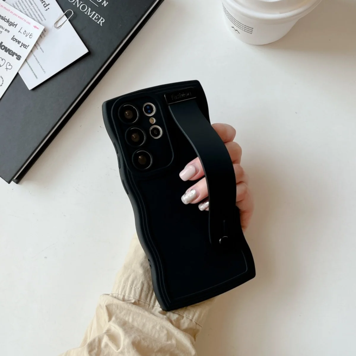 Wave Wrist Strap Silicone Stand Phone Case
