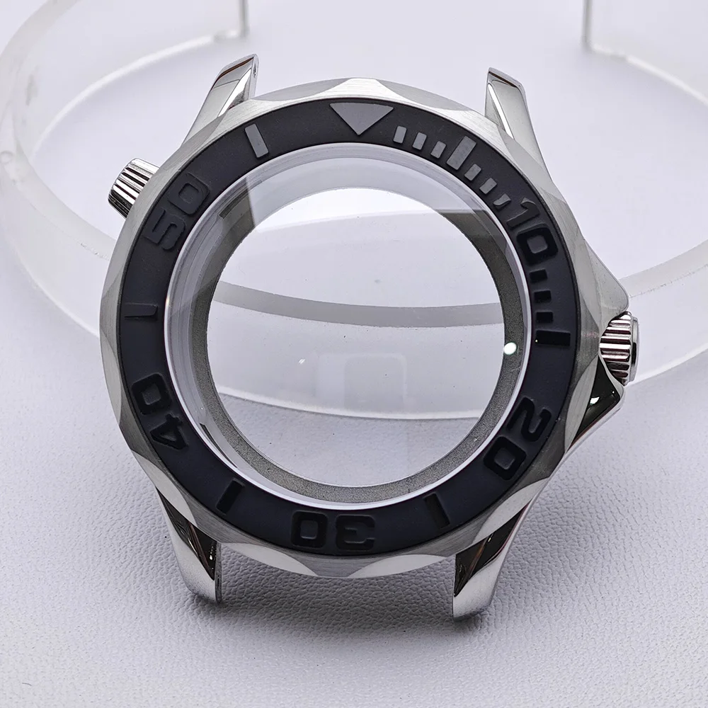 High-Quality Silver Diving Watch Case for Men with Automatic Movement