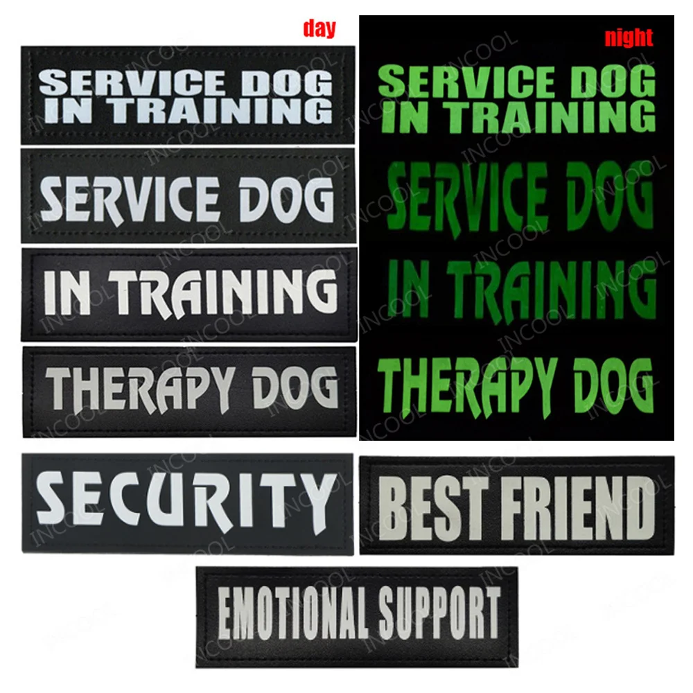 Servizio Dog Patch Tactical Military Combat Therapy In Training Dog Badge Riflettente Hook Back Patch Per Cani Animali Domestici Harness Vest