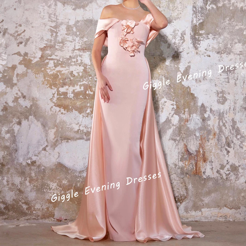 

Giggle Crepe Off-Shoulder Flowers Elegance Prom Gown Saudi Arab Close-Fitting Floor-Length Evening Party Dresses for Women 2024
