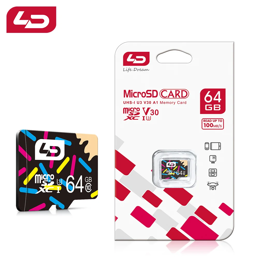 LD 마이크로 SD 카드 8GB/16GB/32GB/64GB/128GB/256GB 플래시 메모리 TF 카드 4K 클래스 10 U3 UHS-I 디지털 카메라 액션 카메라용