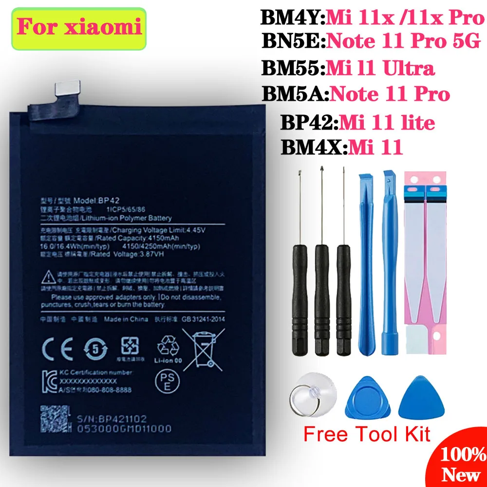 

Сменная батарея для телефона Xiaomi Mi 11 11x 11x Pro 11XP Note 11 11lite Ultra Pro 5G Mi 11, Высококачественная батарея