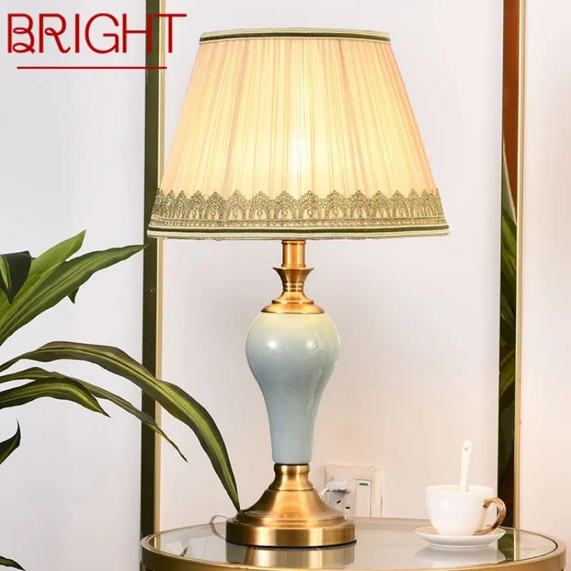 

BRIGHT Modern Ceramics Table Lamp LED European Creative Luxury Fashion Desk Light For Home Living Room Study Bedroom