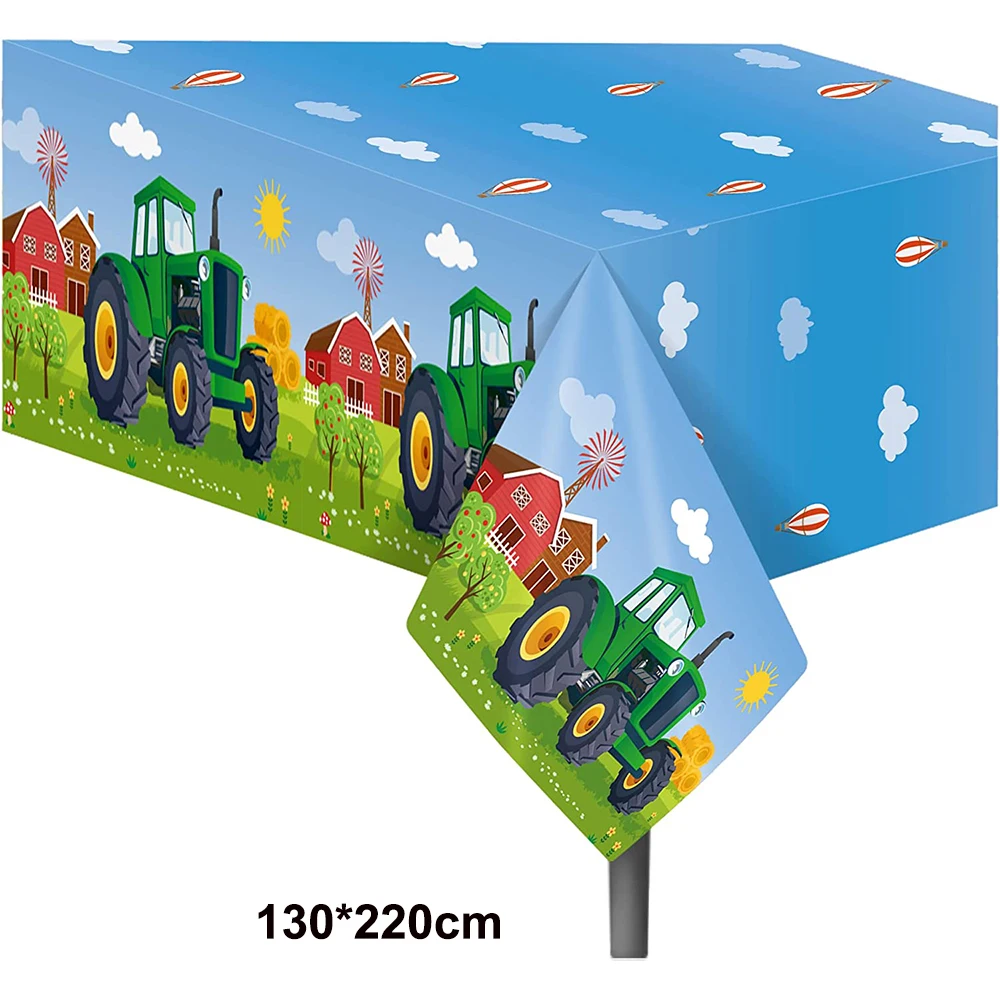 Farm Tractor Birthday Party Supplies Set: Green Tractor Plates, Cups & Napkins