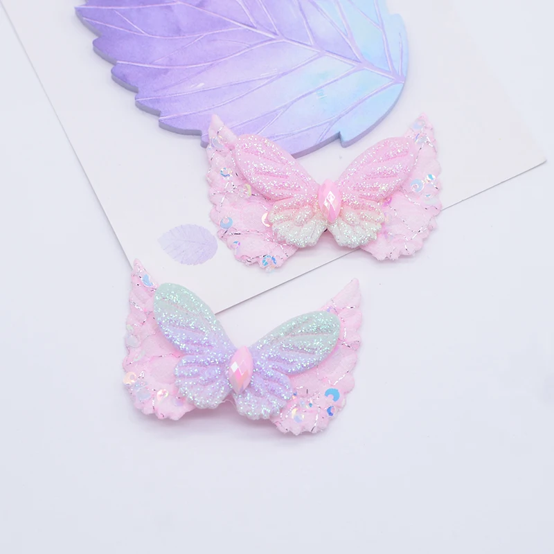 12 Stücke 5*3,5 cm/1,97*1,38 zoll Glitter Engel Flügel Applikationen Amor Flügel Fee Flügel für DIY Tuch Kopfbedeckungen Bogen Nähen Patches Dekor – Detail 3
