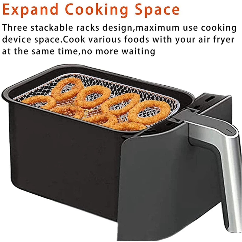 Multi-Layer Air Fryer Rack for Dual Air Fryers, Double Basket Fryers Dehydrator Racks for Ninja Foodi DZ201 DZ100