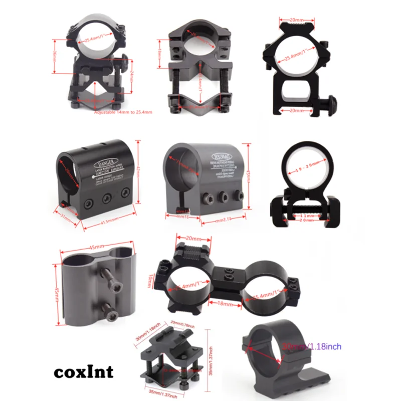 Universal 1"inch 25.4mm Scope Mounts Flashlight Torch Mounts For 20mm Standard Picatinny/Weaver Rail