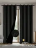 1pc Solid 100% Blackout Curtains with Grommets, Curtains for Bedroom, Living Room, Kitchen, Privacy Drapes, Window Curtain 1