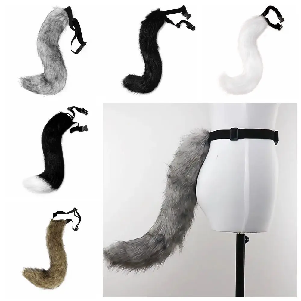 

Плюшевый регулируемый длинный хвост, реквизит для косплея животных на Хэллоуин, милый реквизит для косплея животных с пряжкой