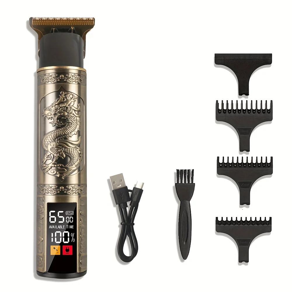 T9 hairdresser electric push cut hair USB electric push large screen dragon carving razor bald hair hair clippers BEST SELLERS