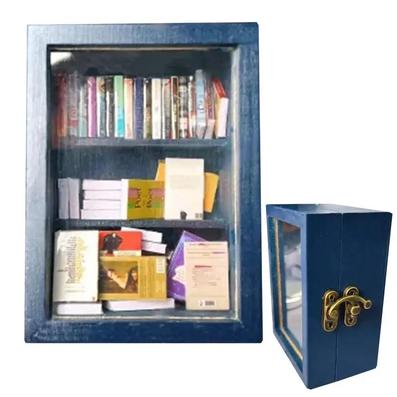 

Anti-Anxiety Bookshelf Ornament Stress Relief Bookshelf Handmade Stress-Relieving Miniature Book Match Boxes Display Case