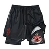 Anime Attack on Titan 2 in 1 Gym Workout Shorts for Men Quick Dry Stretchy Athletic Compression Shorts Fitness Running Jogging 4