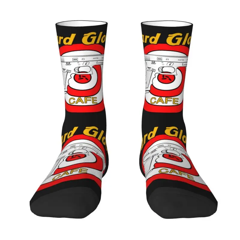 

Fashion Mens Hard Glock Cafe Dress Socks Unisex Breathbale Warm 3D Printing USA Handgun Pistol Logo Crew Socks