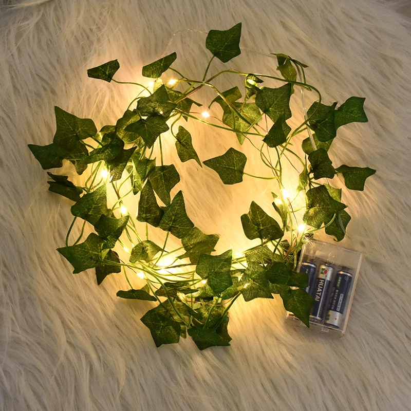 2M-10M Grüne Blatt-Lichterkette Künstliche Efeu-Ranken Vorhang Wandbehang Girlande Hochzeit Geburtstag Party Heimdekoration Weihnachten – Detail 7