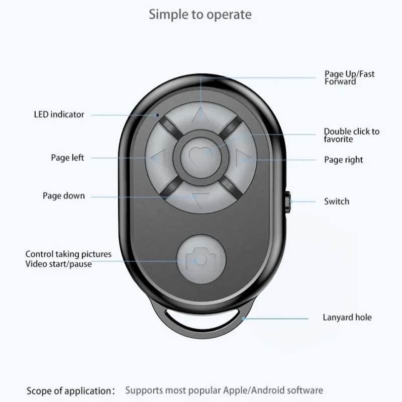 Bluetooth Remote For iPhone Xiaomi IOS Android Phone Universal Remote Control Selfie Stick Bluetooth Camera Controller New