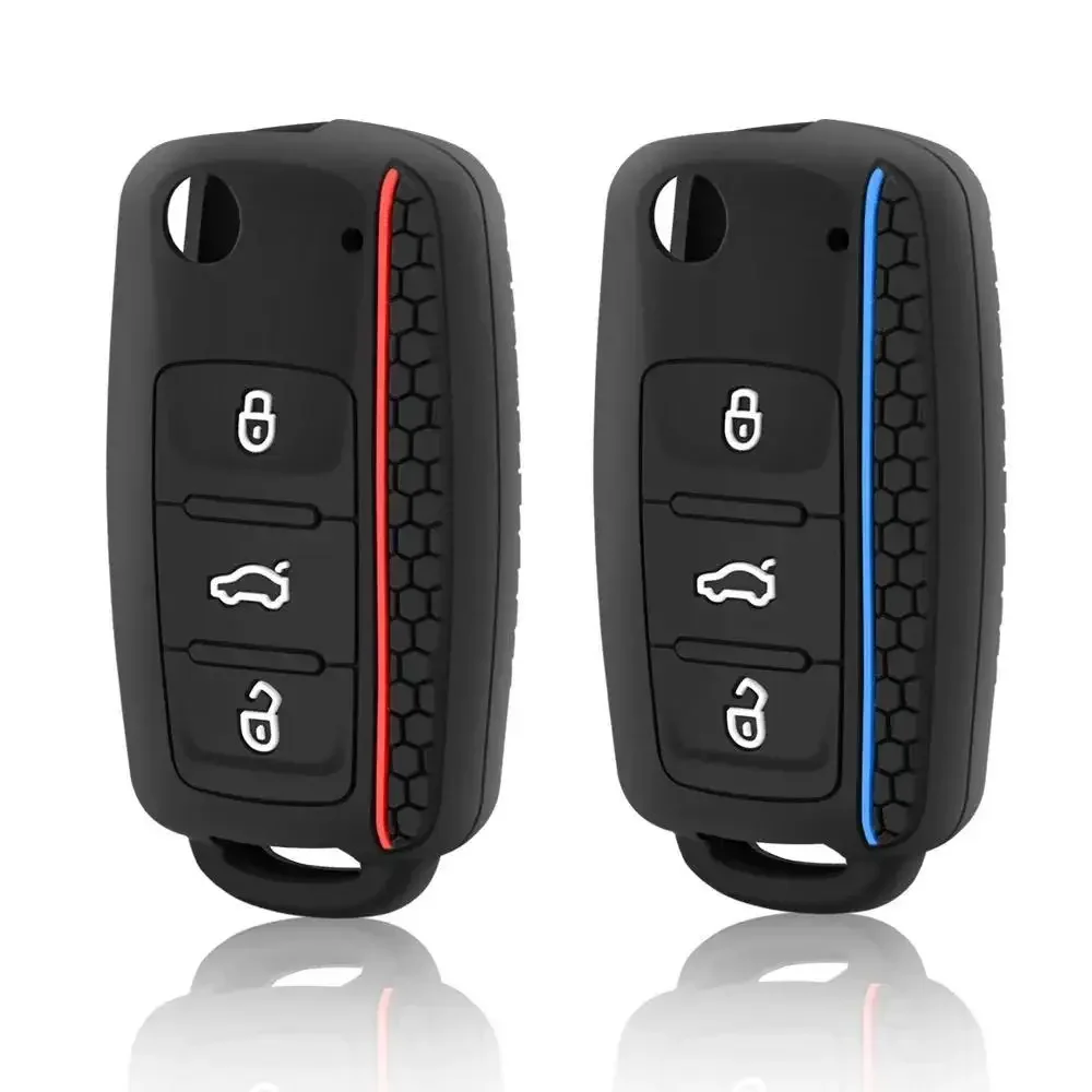Silicone Remote Flip Key Fob Case Cover For SKODA Fabia Octavia For SEAT Leon Toledo Altea Ibiza VW Golf Polo Bora Beetle
