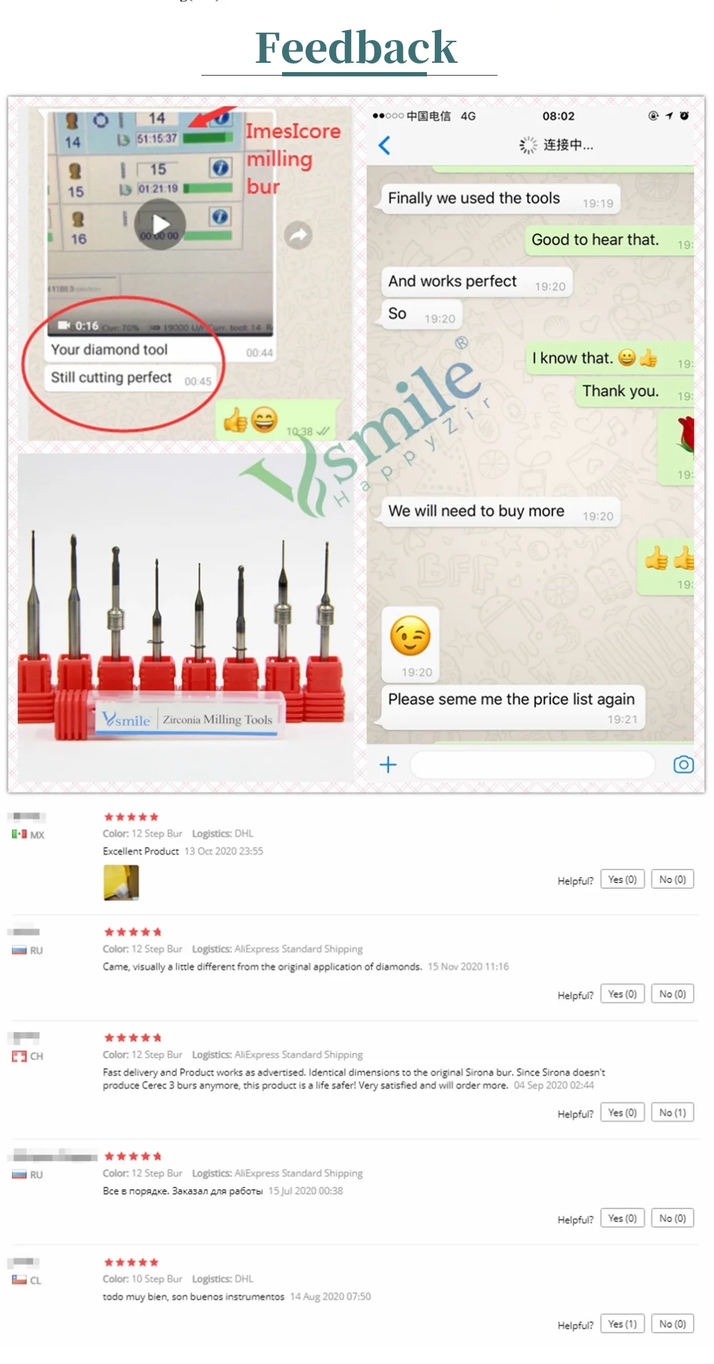 Sirona inLab MCX5 CVD Diamant Beschichtet Fräsen Dental Werkzeuge 0,5mm 1,0mm 2,5mm – Detail 6