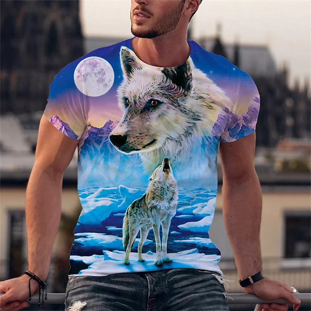 

Strong Snow Wolf Xiaoyue Printed Short Sleeve Men's Summer Street Boutique Fashion Casual Shirt Men Quick Dry Breathable T-Shirt