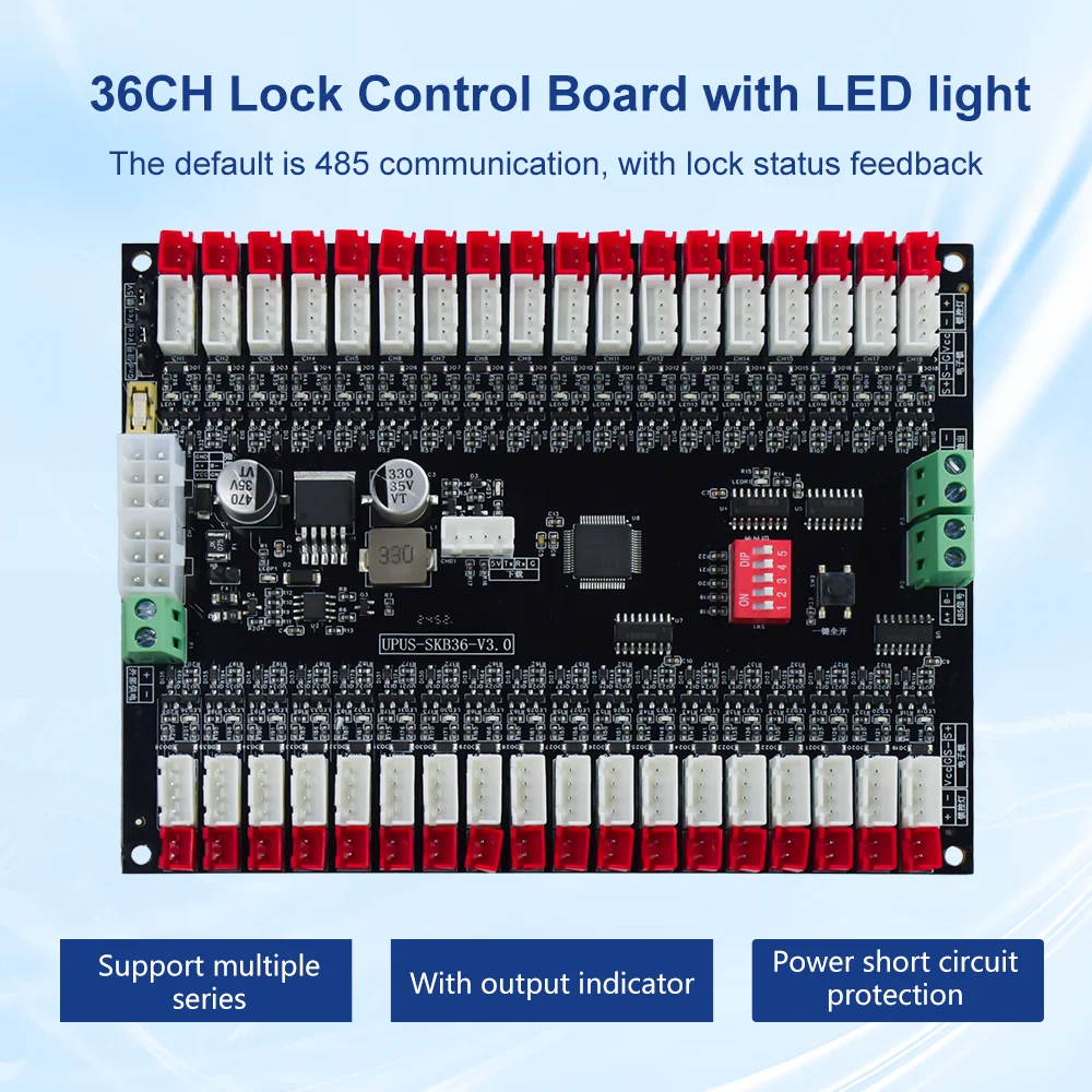 36채널 RS485 스마트 택배함 시스템 잠금 해제 제어 보드 자판기 통로 모터 구동 보드