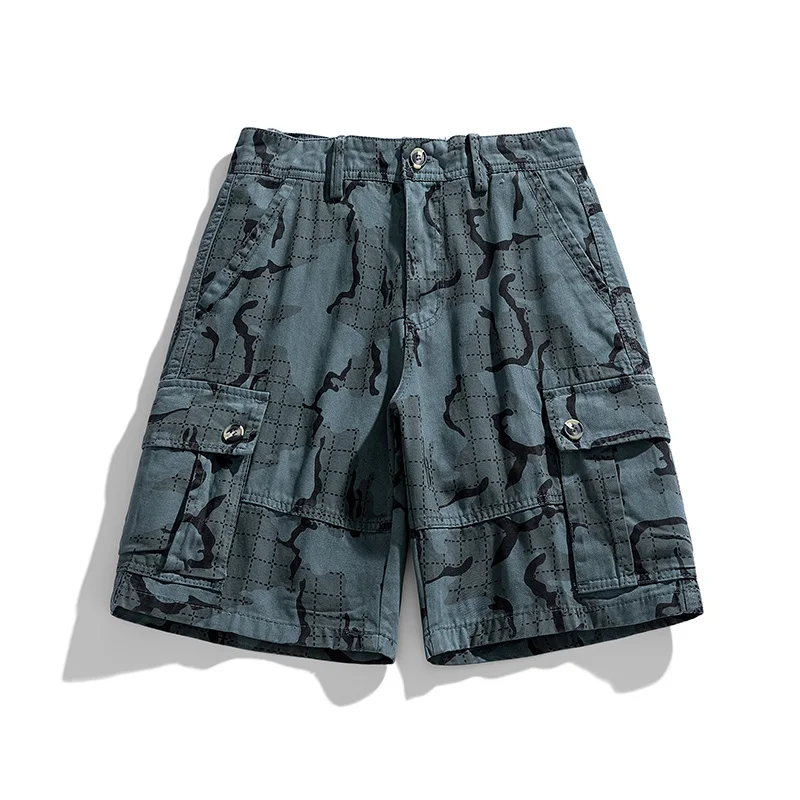 Fashion Street Cargo Shorts Men's Summer 2024 New Loose Straight Casual All-Match Fashion Printed Cropped Pants