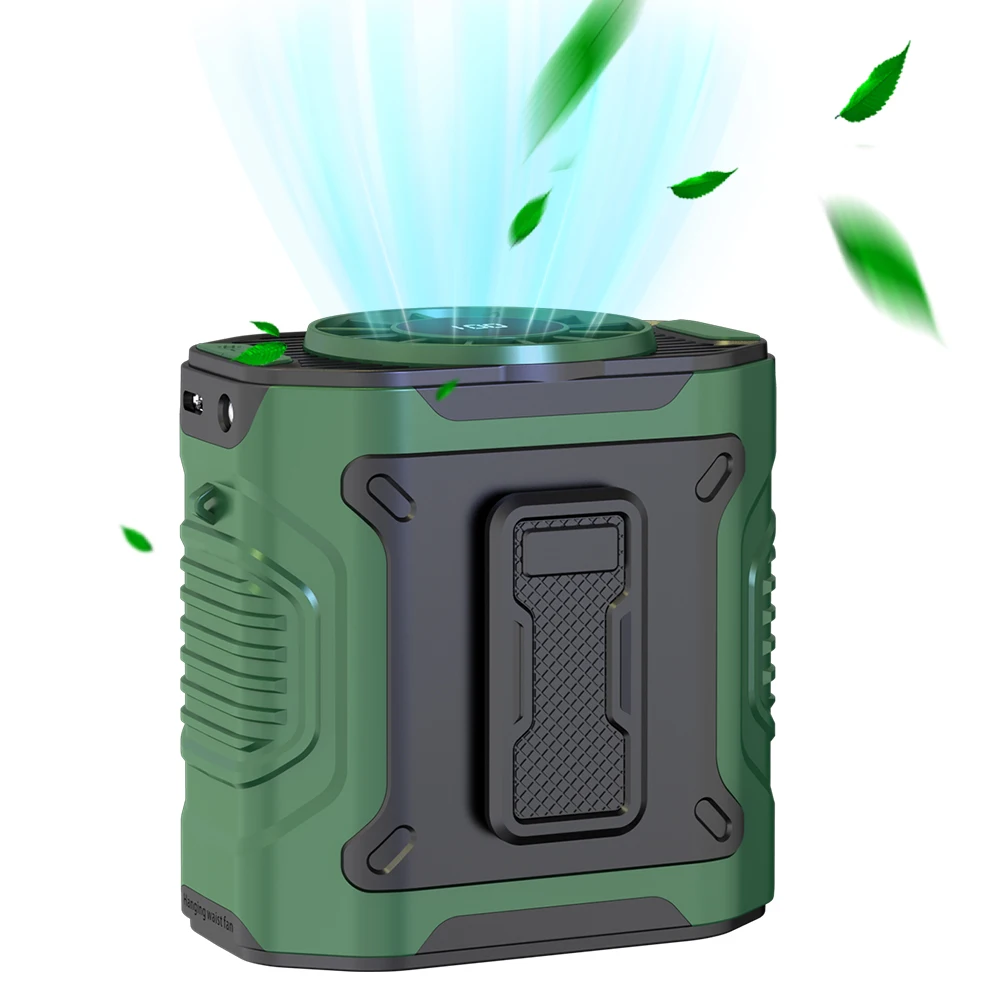 Rechargeable Portable Waist Fan with Flashlight for Outdoor Use