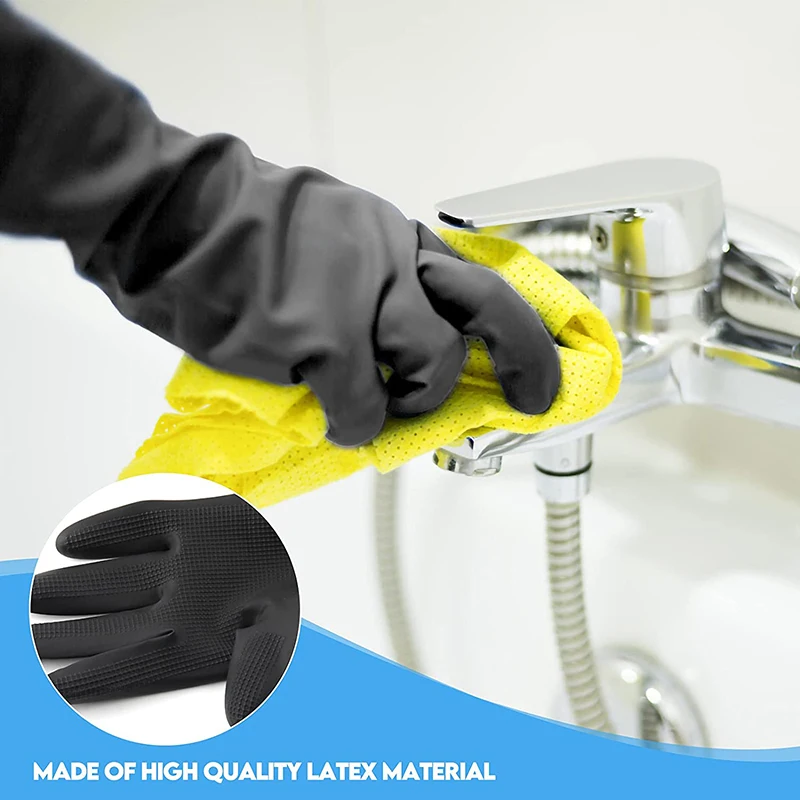 Cleaning Gloves Latex Cleaning Black Gloves Hair Dye Gloves Kitchen Garden Cleaning Waterproof Resistant Rubber