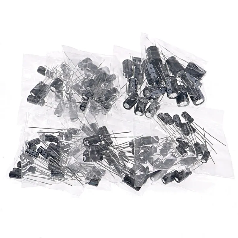 120pcs 12 Value 1uF~470uF Electrolytic Capacitors Assortment Kit 16V 25V 50V 1UF 2.2UF 3.3UF 4.7UF 10UF 22UF electrolytic capacitor aluminum electrolytic capacitor